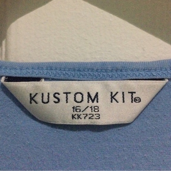 Kustom Kit Women’s Light Blue V-Neck Long Sleeve Tee - Picture 2 of 4